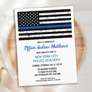 Thin Blue Line Tillsatta lagar polis Studenten Inbjudan Vykort
