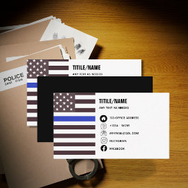 Thin Blue Line Tillsatta lagar polisman Flagga Visitkort