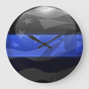 Thin Blue Line Trooper Flagga Salute Stor Klocka