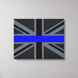 Thin Blue Line Union Jack Stil Canvastryck