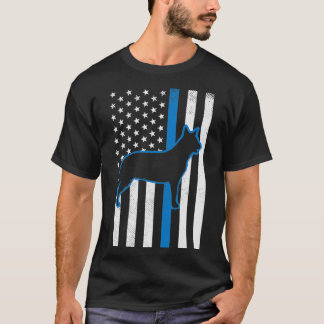 Thin Blue Line US Flagga Heeler Police Cattle Hund T Shirt