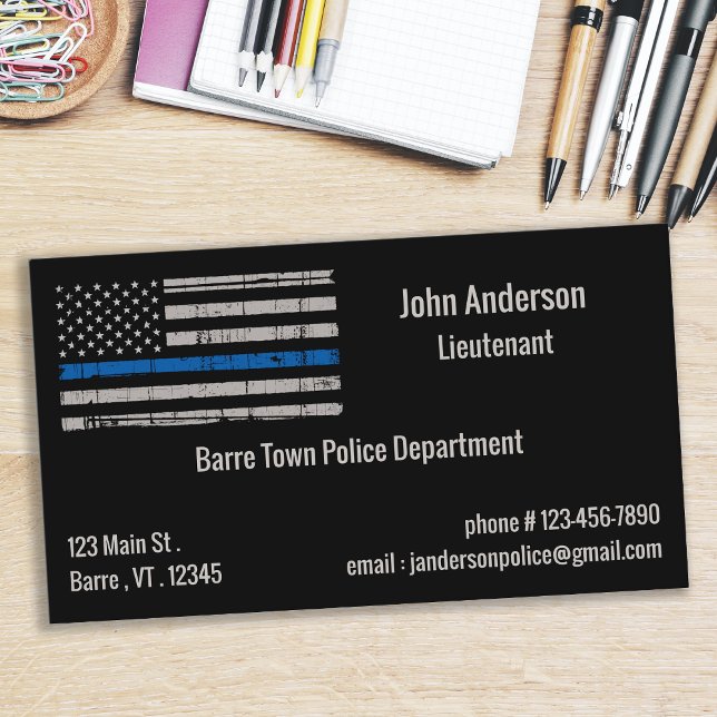Thin Blue Line - USA American Flagga Police Visitkort (Skapare uppladdad)