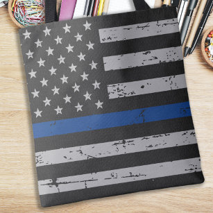 Thin Blue Line USA American Flagga - Polischef Tygkasse