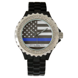 *~* Thin Blue Line USA flagga Polischef Womans's Armbandsur