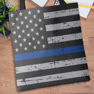 Thin Blue Line USA flagga - Polistjänstemän Tygkasse