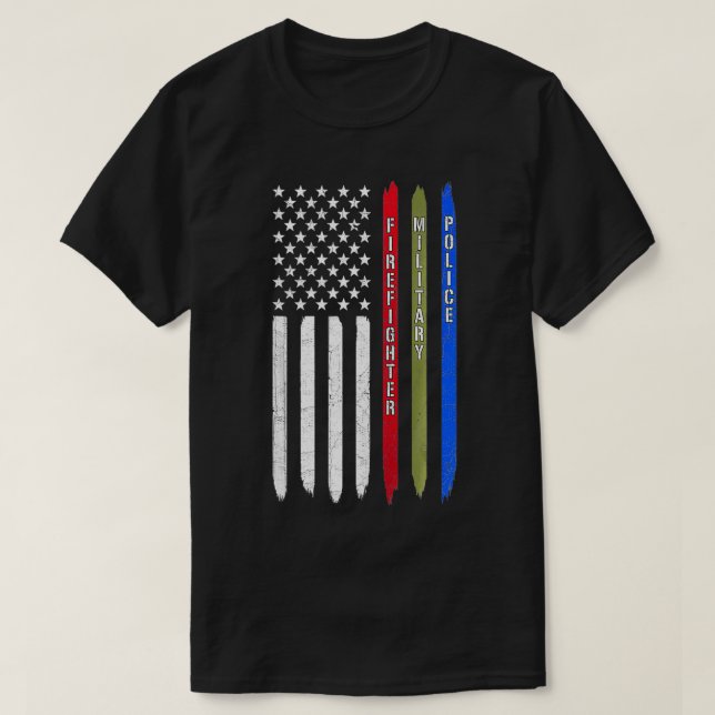 Thin Blue Red Grönt Line American Flagga Police Mi T Shirt (Design framsida)