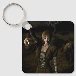 Thin female carrying lamp nyckelring