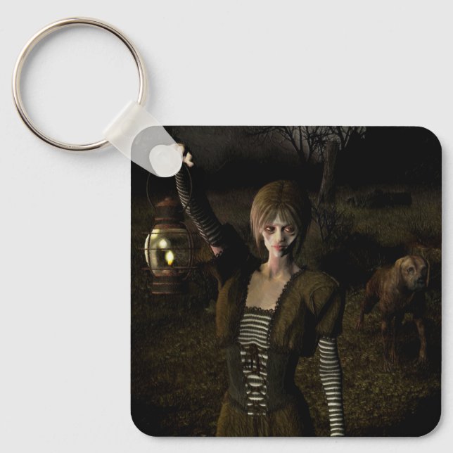 Thin female carrying lamp nyckelring (Framsida)
