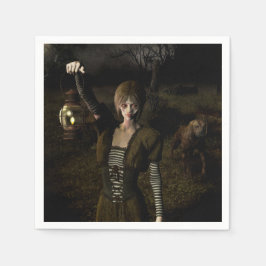 Thin female carrying lamp pappersservett