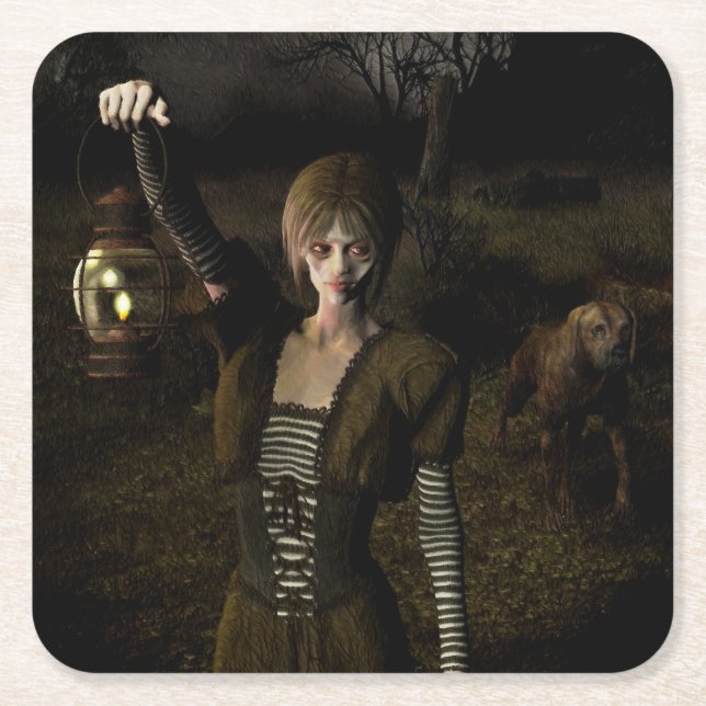 Thin female carrying lamp underlägg papper kvadrat (Framsidan)