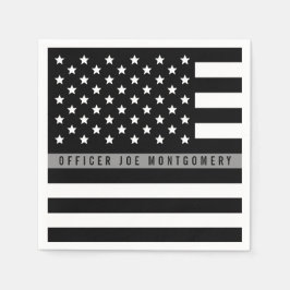 Thin Grått Line American Flagga Monogram Pappersservett