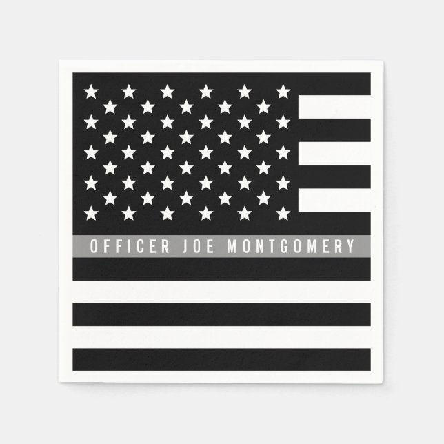 Thin Grått Line American Flagga Pension Party Pappersservett (Framsidan)