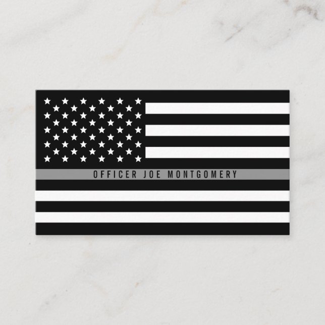Thin Grått Line American Flagga Professionell Visitkort (Framsida)