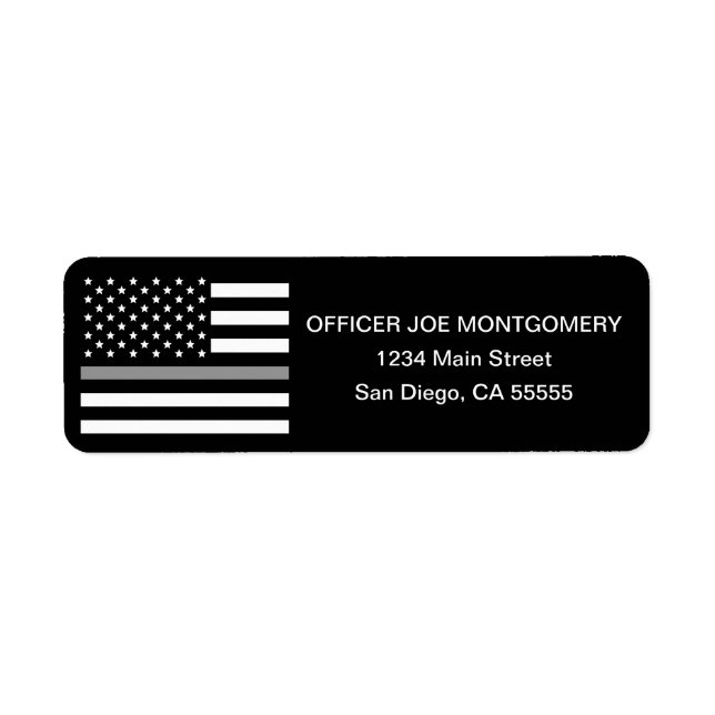 Thin Grått Line American Flagga Returadress Returadress Etikett (Framsidan)