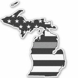 Thin Grått Line Flagga Michigan Klistermärken