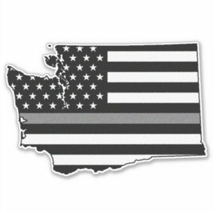 Thin Grått Line Flagga Washington Klistermärken