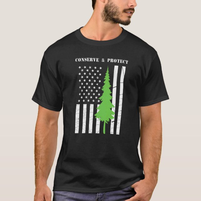 Thin Grönt Line Förenta staterna Flagga T Shirt (Framsida)