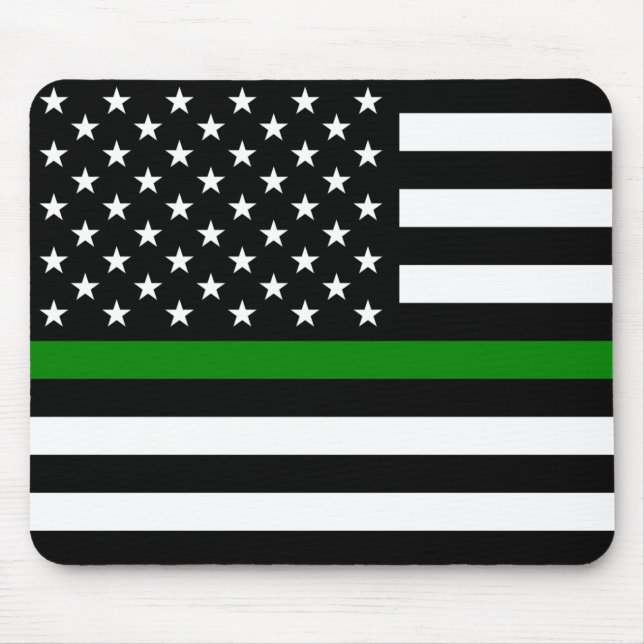 Thin Grönt Line Militär & Veterans American Flagga Musmatta (Framsidan)
