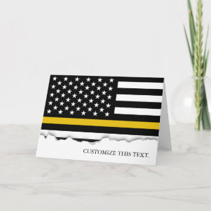 Thin Guld Line American Flagga 911 Utsändning Kort
