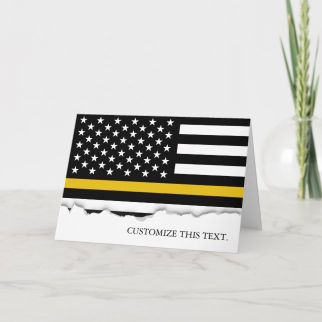 Thin Guld Line American Flagga| 911 Utsändning Kort (Framsida)