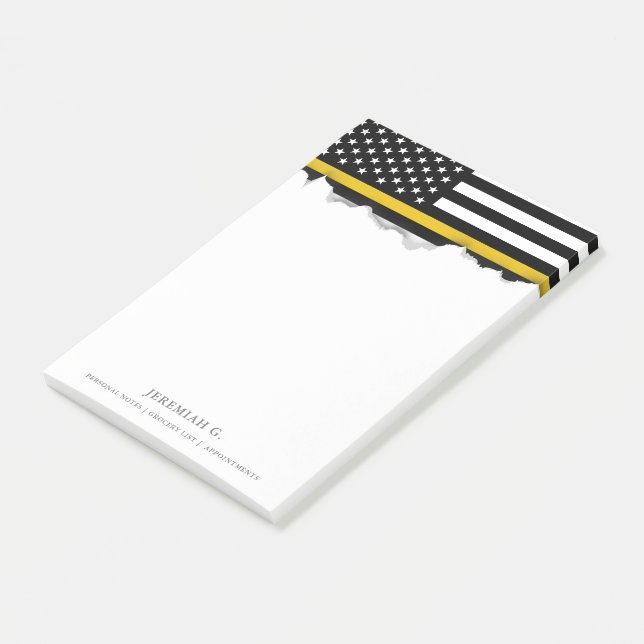 Thin Guld Line Dispatcher Stil American Flagga Post-it Block (Vinklad)