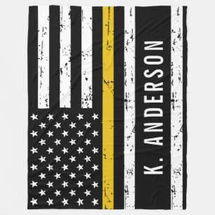 Thin Guld Line Flagga Personlig 911 Dispatcher Fleecefilt