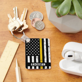 Thin Guld Line Flagga Rustic Personlig Dispatcher Nyckelring