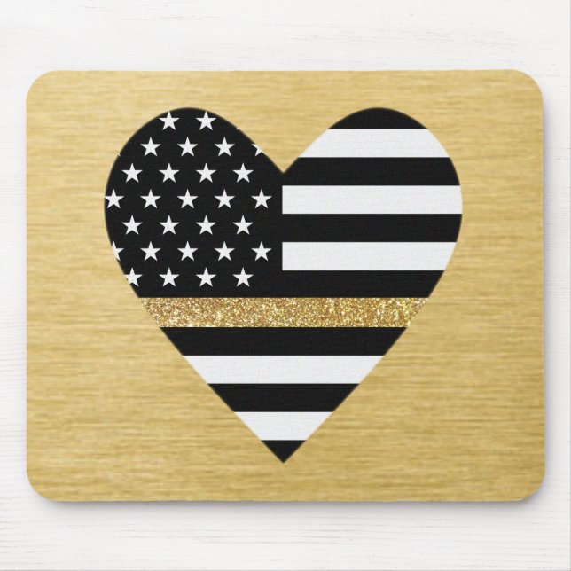 Thin Guld Line Glitter Heart Musmatta (Framsidan)