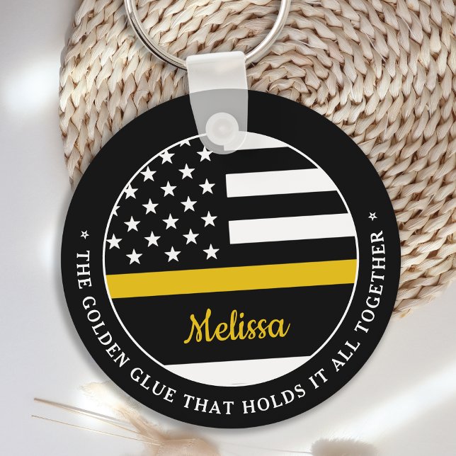 Thin Guld Line Golden Glue 911 Dispatcher Nyckelring (Skapare uppladdad)