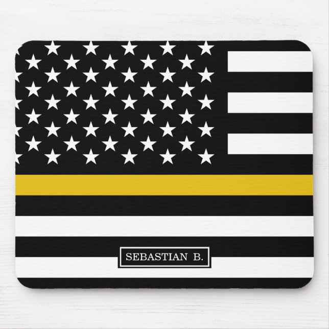 Thin Guld Line Polisen Dispatcher American Flagga Musmatta (Framsidan)