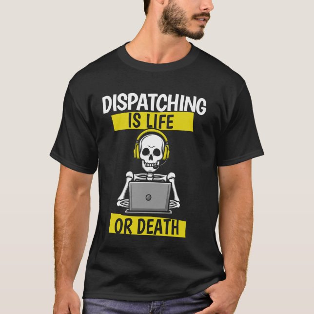 Thin Guld Line Skeleton Police Gult Akut Di T Shirt (Framsida)