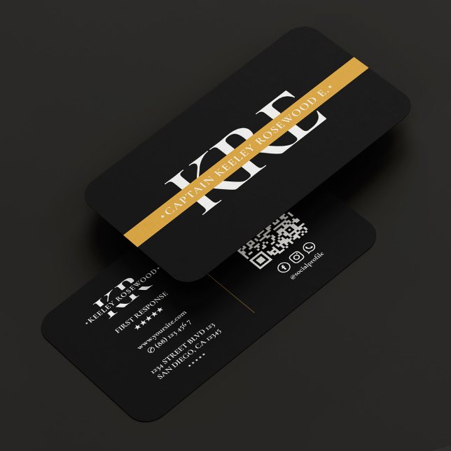 Thin Gult Line Dispatcher Rädding Modern Visitkort (Thin Yellow Gold Line Dispatcher Rescue Modern Business Card
)