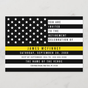 Thin Gult Line Flagga Dispatcher Pension Party Inbjudningar