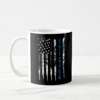 Thin Line Blue Chicago Distress National Police Kaffemugg