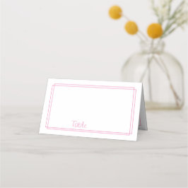 Thin Line Gräns l Rosa and White Place Card Placeringskort