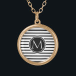 Thin Rand Mönster Guldpläterat Halsband<br><div class="desc">Modern elegant-design. Rand mönster. Svartvit. Anpassningsbar monogram. Design av José Ricardo</div>