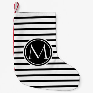 Thin Rand Mönster och Monogram Liten Julstrumpa