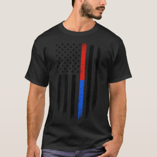 Thin Red Blue Line Flagga Support Police Firefight T Shirt