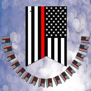 Thin Red Line American Flagga, brandman/USA Vimplar