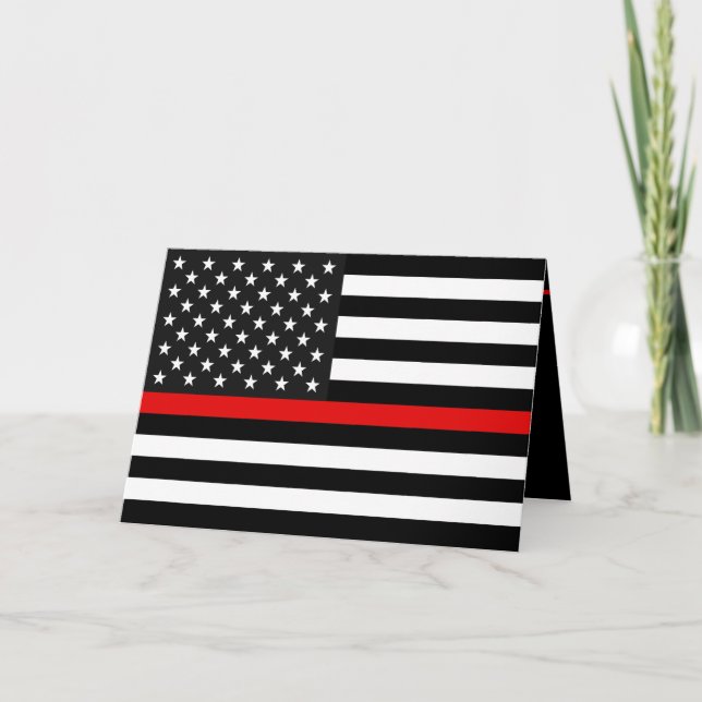 Thin Red Line American Flagga Card Inbjudan (Framsida)