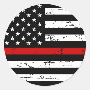 Thin Red Line American Flagga Firefighter Runt Klistermärke
