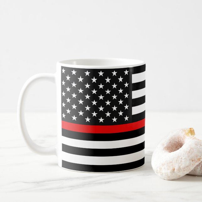 Thin Red Line American Flagga Kaffemugg (Med munk)