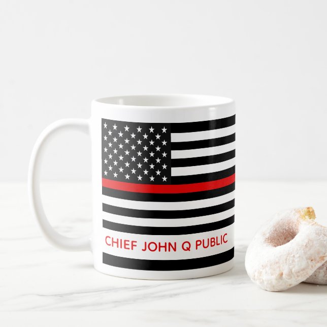 Thin Red Line American Flagga Namn-mall Kaffemugg (Med munk)