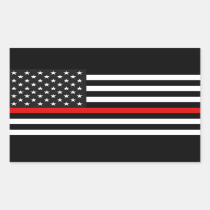 Thin Red Line American Flagga Rektangulärt Klistermärke