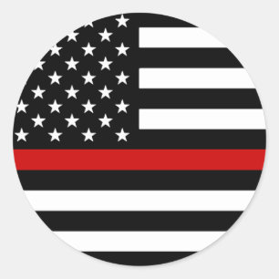 Thin Red Line American Flagga Runt Klistermärke
