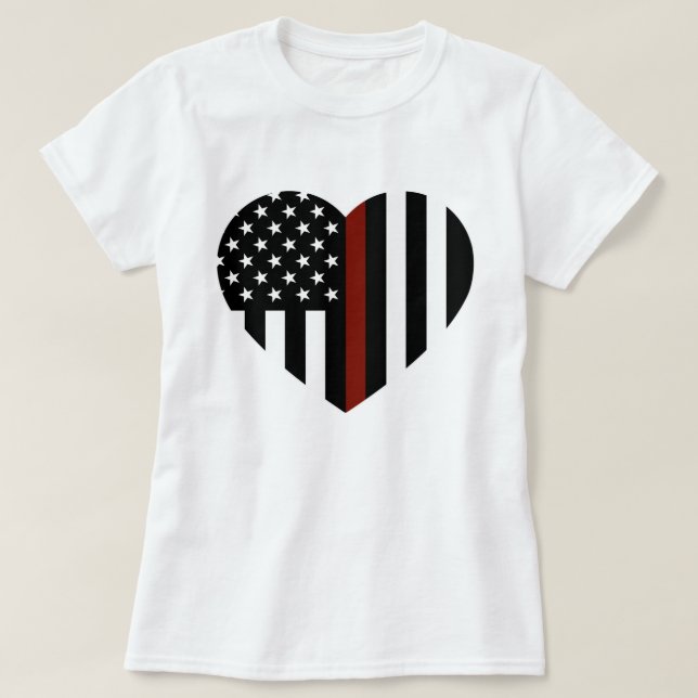 Thin Red Line American Flagga T Shirt (Design framsida)