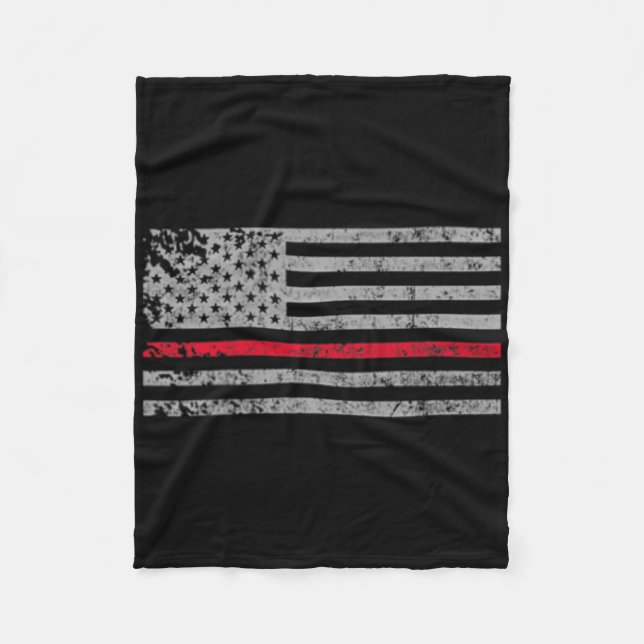 Thin Red Line American USA flagga Fireman Support  Fleecefilt (Framsidan)