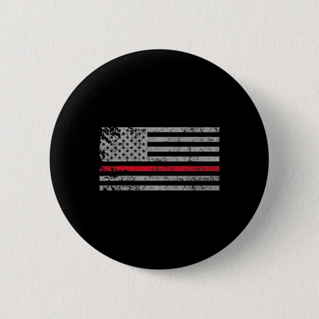 Thin Red Line American USA flagga Fireman Support  Knapp (Framsida)