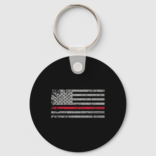 Thin Red Line American USA flagga Fireman Support  Nyckelring (Framsida)