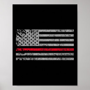 Thin Red Line American USA flagga Fireman Support Poster